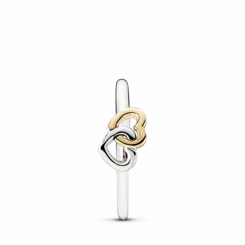 Pandora Heart To Heart Promise Ring Outlet NZ, Two Tone (678541-IJK)